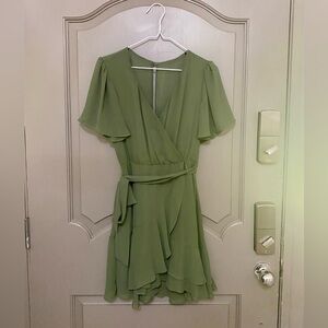 Elegant Green Wrap Dress